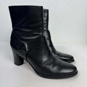 Cole Haan Leather Black Heeled Tall Boots Professional Nike Air Sole Technology